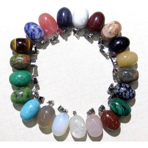 Natural stone Turquoises Quartz Crystal aventurine lapis tiger eye bead pendant for diy Jewelry making necklace Accessories24Pc