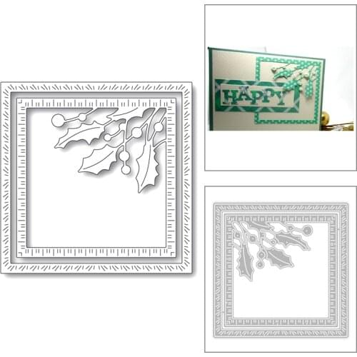 2020 New Square Frame Embossing Plant Green Leaf Background Metal Cutting Dies For Making Greeting Card Scrapbooking No Stamps