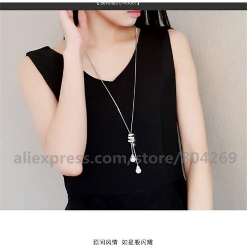Wholesale Latest Design Ladies Sweater Chains Pearl Pendant Necklace Newest Design Tassels Pendant Necklace Fashion Accessories