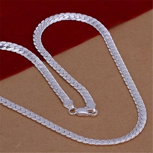 Factory wholesale noble silver jewelry fashion charm Women classic 20inch necklace 5mm CHAIN jewelry men gift N130