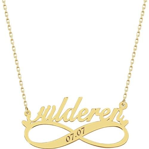 Love Infinity Personalized Nameplate Necklace 925 Silver Custom Name Necklace Gold Plated Lover Anniversary Necklace