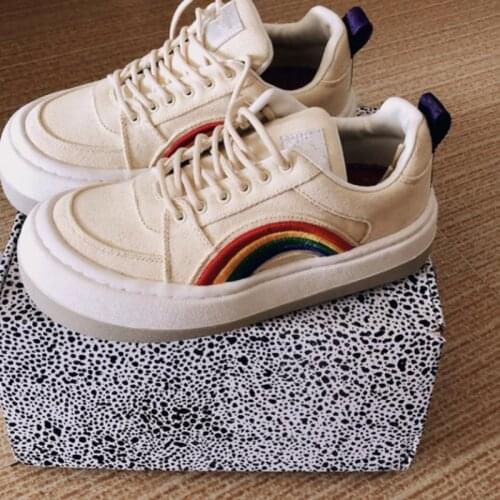 2020 Casual Canvas Shoes Women Platform Sneakers Rainbow Zapatos De Mujer Fashion Brand Chaussures Femme Ladies Footware Breatha