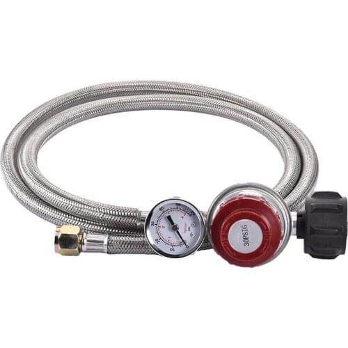 0~30 Psi Propane Regulator High Pressure Gas Regulator Adjustable Braided 3/8 Inch Flare Swivel Nut Hose Connector With Gauge