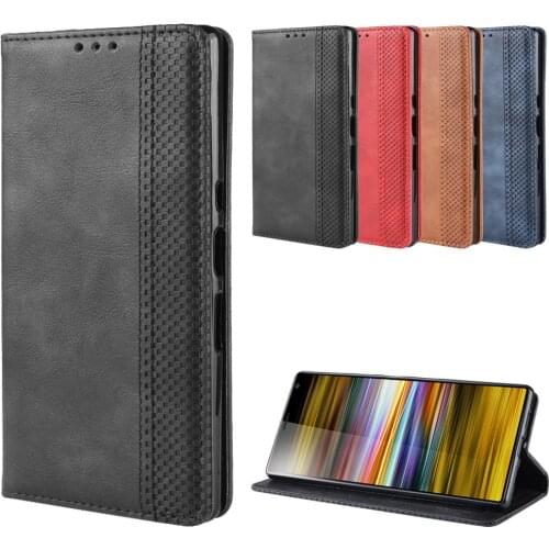 Luxury Retro Slim Leather Flip Cover for Sony Xperia 10 Plus Case I3213 I3223 I4213 I4293 Wallet Card Stand Magnetic Book Cover