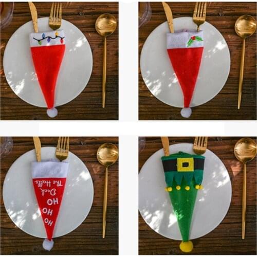 Christmas Gift Tableware Fork Knife Holder Bag Christmas Decorations For Home Dinner Table Eve Decor New Year 2021