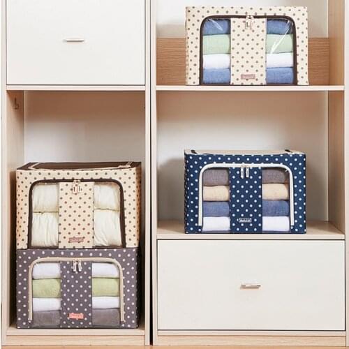 1pcs 3/4 Layer Navy 72L Clothes Quilts Sundries Dustproof and Waterproof Folding Steel Frame Oxford Cloth Storage Box