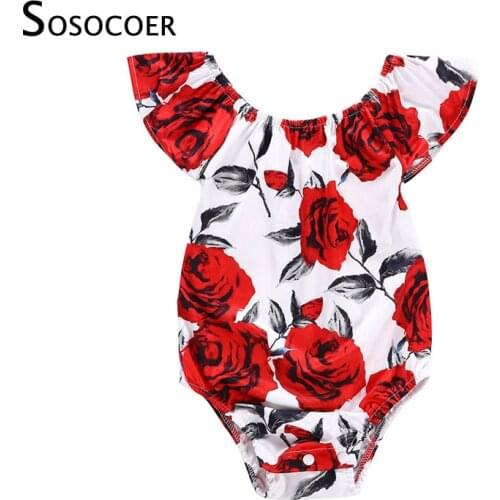 SOSOCOER Baby Girl Romper Rose Flower Newborn Baby Rompers Onesie Baby Clothes Jumpsuit Infant 2018 Baby Girl Summer Clothes