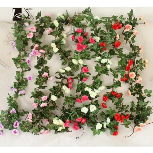 Fresh Style Plastic 22 Head Wall Hanging Artificial Rose Rattan Artificial Flower Artificial Rattan Fake Flower Home Decoration