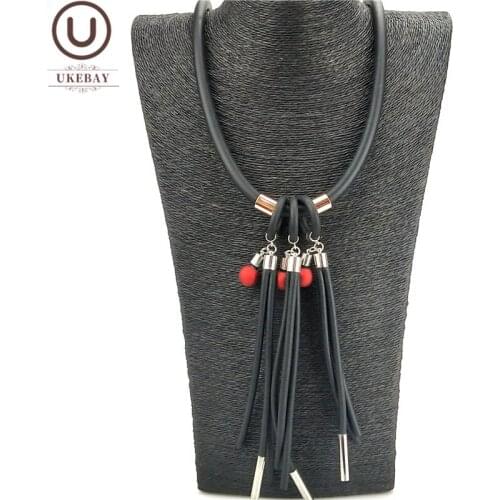UKEBAY 2020 New Designer Handmade Necklace Women Tassel Pendant Necklaces Pearl Accessories Bohemia Style Rubber Jewelry Torques