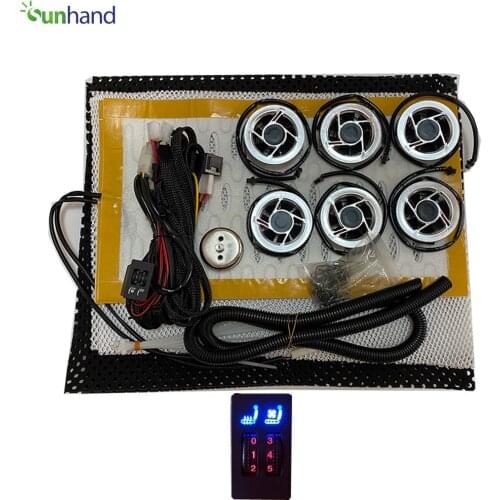 Air cooling fan for cars auto cool car ventilation and carbon fiber heating system with 5 shift swtich