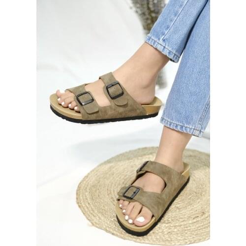 Aysn Liamy Double Buckle Detail Flat Female Slippers