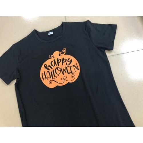 Ladies Pumpkin Tops Summer Aesthetic Outfits Halloween Pumpkin Hipster Black T-Shirt Happy Halloween Tumblr Stylish Tee