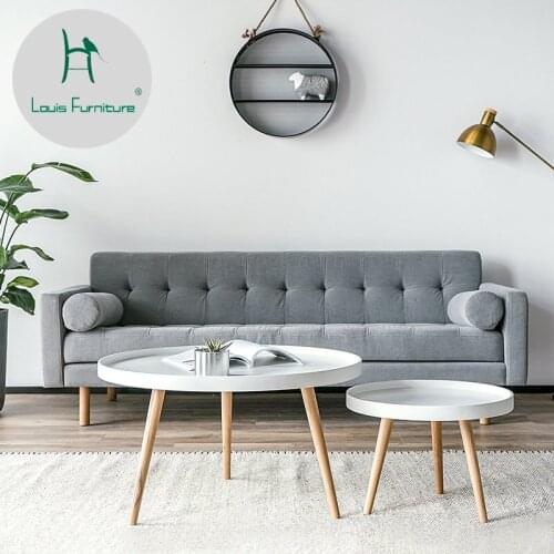 Louis Fashion Nordic Tea Table Round White Small Family Living Room INS Style Furniture Combination Modern Simple Solid Wood