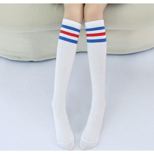 1pair Cotton Kids Knee High Socks for Girls Boys Football Stripe Sports School White Sock Children Baby Long Tube Leg Warm Socks