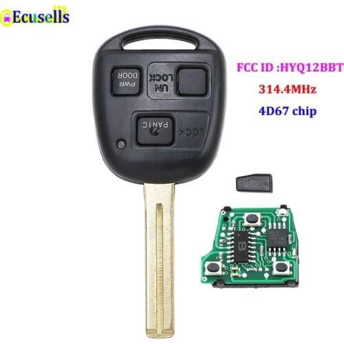 3 Buttons car Remote Key fob 313.4MHz with 4D67 Chip for Lexus ES330 LS430 SC430 FCCID HYQ12BBT 1511A-12BBT