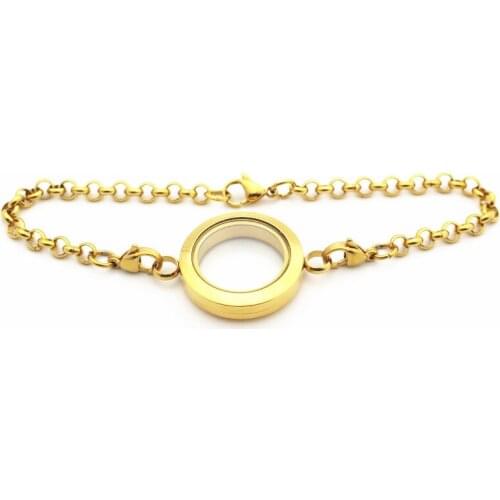 5pcs/lot Stainless Steel Gold Twist Floating Locket Chain Bracelet 25mm Screw Living Memory Glass Locket Bracelet DIY Jewelry