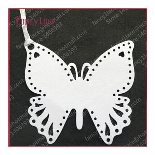 50pcs New Laser Cut Paper White Butterfly Shape Craft Paper Hang Tag Wedding Party Label Price Gift Cards Decoration Bookmark