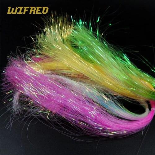 [8paks] Flat Disco Pearl Sparkle Flash Crystal Tinsel Fly Tying Material Saltwater Streamer Bait Fish Lure DIY Pink Yellow Green