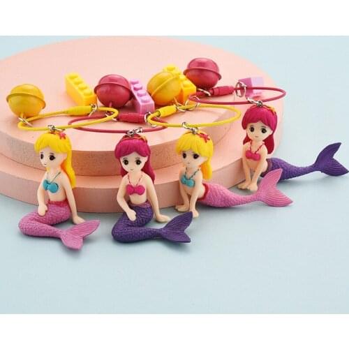 Cartoon Mermaid Wire Ring Keychain Creative Personality Mermaid Pendant Microscopic Scenery Decoration Bag Ornament