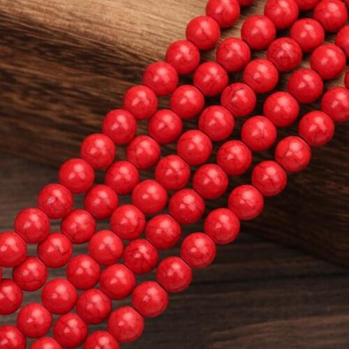 Red Turquoises Bead Fit Diy Necklace Bracelet Natural Stone 4 6 8 10 12mm 15" Strand Beads For Jewelry Making