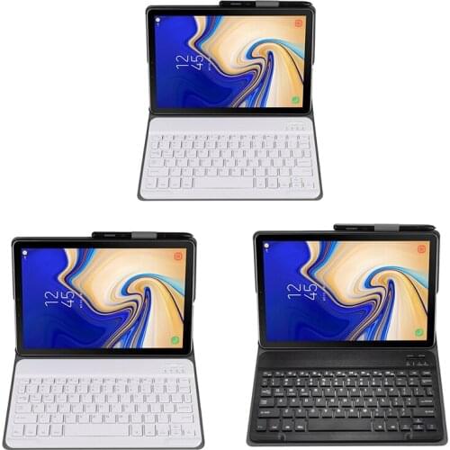 Keyboard Case For Samsung Galaxy Tab S4 10.5 2018 Model Sm-T830/T835/T837, Slim Shell Lightweight Stand Cover With Detachable Wi