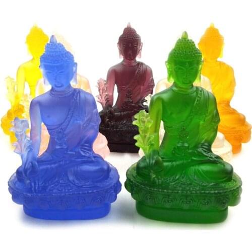 Colorful glazed Buddha statues high-end home decoration accessories Feng Shui ornaments car decoration gifts crafts