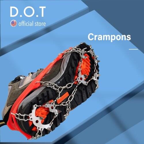 D.O.T Walk Traction Ice Cleat Spikes Crampons Winter Walk 19 Teeth Ice Fishing Snowshoes Manganese Steel Slip Shoe Covers