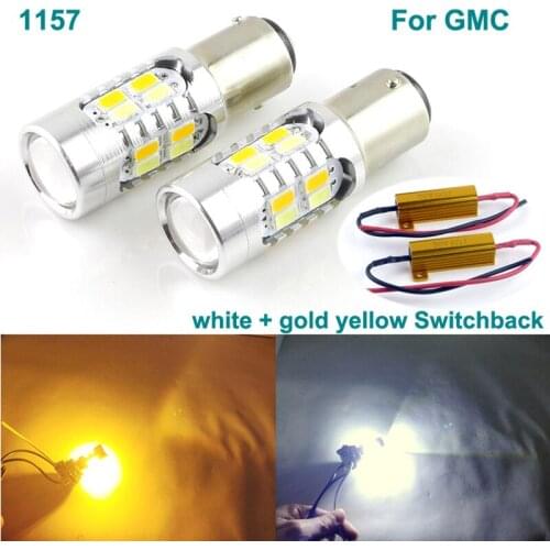 For GMC C1500 Suburban Jimmy Savana 1500 Yukon 1157 BAY15D Dual Color Switchback LED DRL Parking front Turn Signal light Bulbs