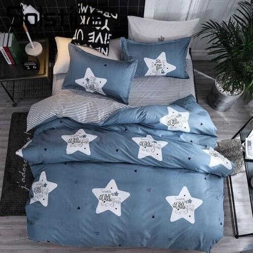Solstice Home Textile Deep Blue Star Stripe Duvet Cover Flat Sheet Pillowcase Boy Kid Teen Girl Bedding Linen Set Bedclothes Kit