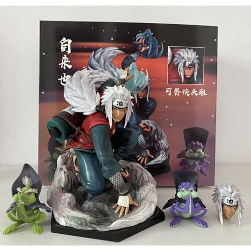 GK Jiraiya Action Figure Anime Shippuden Ninja Hama Sennin Statue With Shima Fukasaku Frog Toy Collection Model Toy Doll Gift