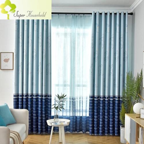 European Style Cartoon Animal Shade Curtains for Kids Bedroom Children Living Room Shading Fabric Window Treatments Decorate
