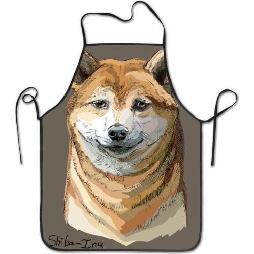 Bib Aprons Colored Shiba Inu Portrait Kitchen Gift Xmas Cooking BBQ Party Apron for Men and Women