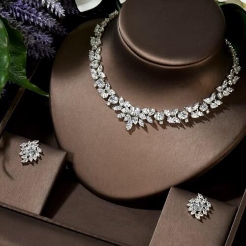 HIBRIDE Top Quality Necklace/ Earrings Set Elegant CZ Stone Jewelry Set for Wedding Bride Party Jewelry KC-10