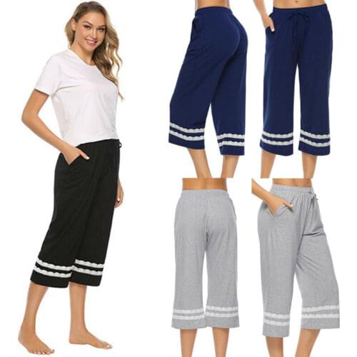 Hirigin Casual Womens Sleepwear Pajama Pants Sleep Cropped Lounge Bottoms Adjustable