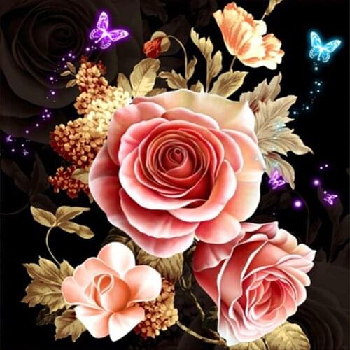 Kexinzu Full Square/Round Drill 5D DIY Diamond Painting "Butterfly rose" 3D Diamond Embroidery Cross Stitch 5D Home Decor Y03006