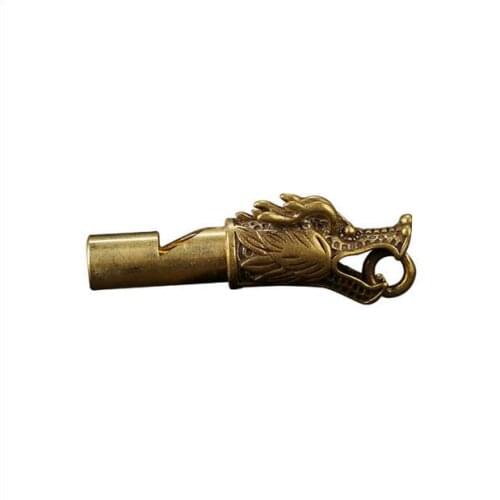 Collection archaize brass dragon head whistle key ring