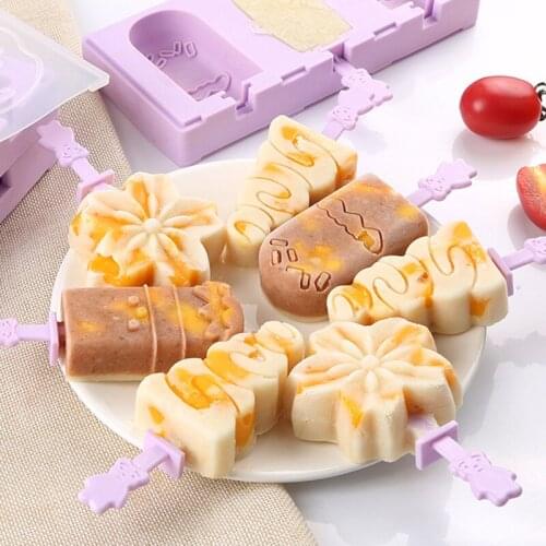 Creative DIY Silicone Ice Cream Mould Frozen Ice Cream Lolly Juice Yogurt Maker Mold Flower Shape Silicone Ice Cream Mould