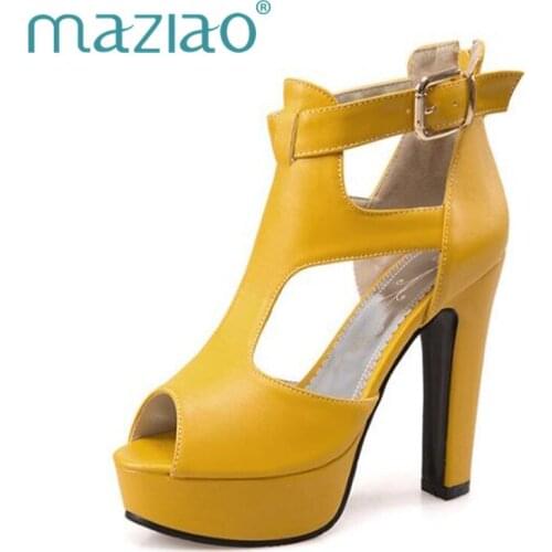 MAZIAO Elegant Gladiator Sandals Women Shoes Summer Back Zip Platform Shoes Lady Buckle Party Open Toe Sandals Plus Size 34-43
