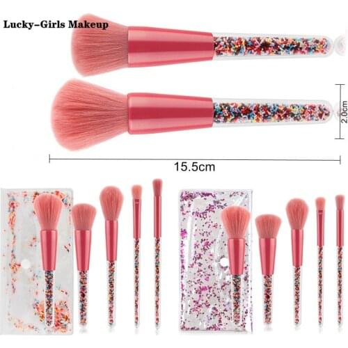 Lucky-Girls 5pcs Lollipop Candy Unicorn Crystal Makeup Brushes Set Colorful Lovely Foundation Blending Brush Makeup Tool