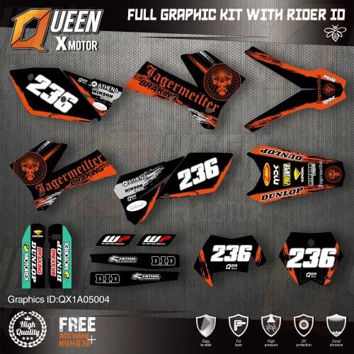 QUEEN X MOTOR Custom Team Graphics Decals Stickers Kit For KTM 2005 2006 SX SXF , 2005 2006 2007 EXC XC-W EXC-F 004