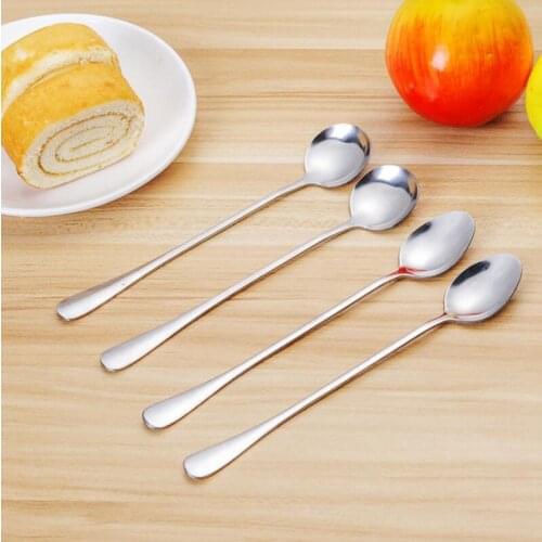 New Stainless Steel Long Handle Spoon Coffee Latte Ice Cream Soda Sundae Cocktail Scoop Free Shipping LX4861