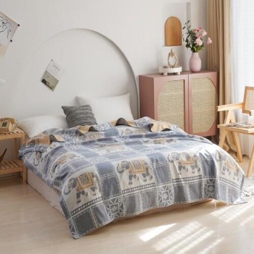 New Summer Light Breathable Muslin Blanket 100% Cotton Fabric Comfortable Towel Blanket 2 Layers Muslin Bed Sheet