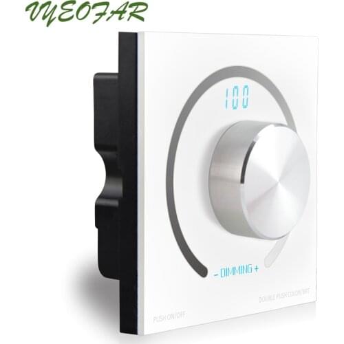 New K1 Led Dimmer 12V Dimming PWM Controller 12V-24V Wall Mount Manual Panel Digital Display Rotary Single Color Led Strip Dim