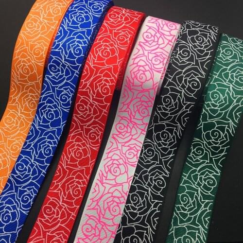 Wholesale 5 Yards 1Inch 25mm Wide Rosettes Printed Grosgrain Ribbon Hair Bow/Christmas/wedding DIY Sewing Craft