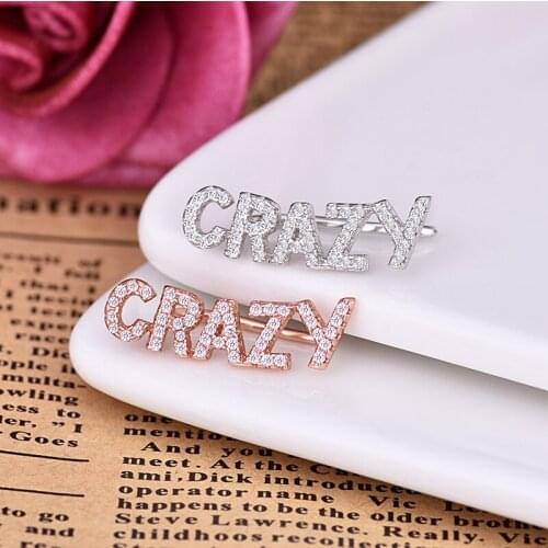 Simple Single English Letter Ear Stud Earring Zircon Fashion Jewelry Bijoux Accessory Birthday Brincos Zk30