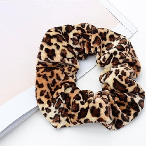 4.7 inch Leopard Coral Fleece Scrunchie Elastic Hair Rope Handmade Ponytail Holder Hair Bands for women Headwear Hair Accessorie