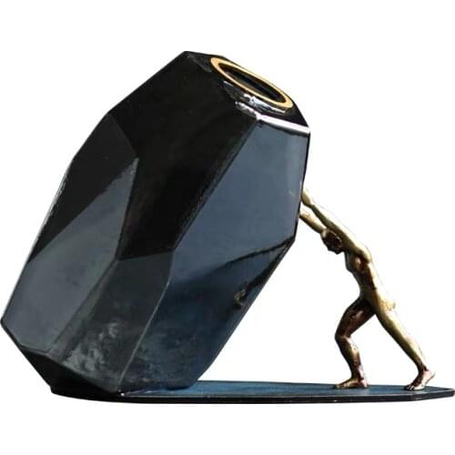 Nordic Luxury Metal Vase Modern Desktop Glass Flower Vases Office Living Room Creative Bookshelf Home Decoration Gift Ideas