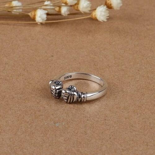 S925 jewelry Fists Adjustable Open Rings for Women Unisex Power Jewelry