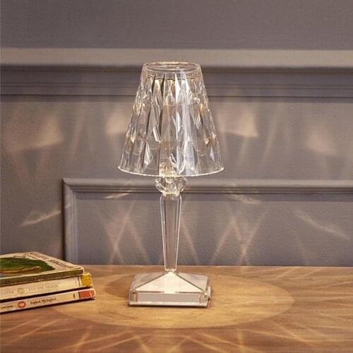 Italian Design USB Touch Table Lamp Crystal Battery Desk Lamp Sensor Bar Table Light Decor Restaurant Romantic Fixture Bed Lamp