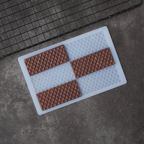 Bar Shape Silicone Chocolate Mold Fish Scale Pattern Stripe Shape Decorating Transfer Sheet Mould Cake Top Decotation